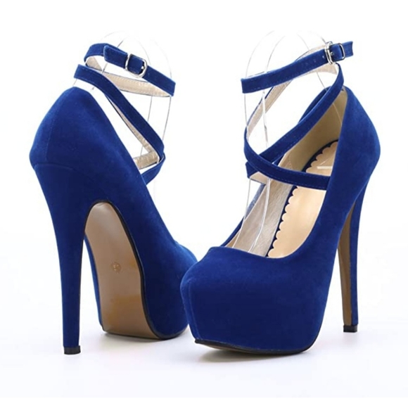Ochenta Suede heels blue Size 255/8.5 US - Picture 1 of 10